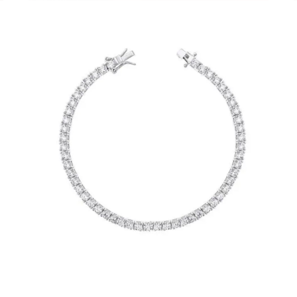 Pulseira Riviera Prata 925 com Banho Ródio Branco micro corações