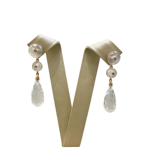 Brinco Cristal na semi joia com banho ouro 18k