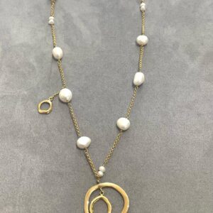 Colar natural pérolas Banho ouro 18k Pérolas água doce 13g 45cm