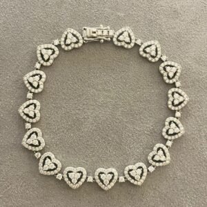 Pulseira love Prata 925 Ródio branco Moissanite