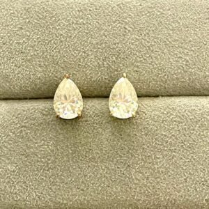 Brinco gota Prata 925 Banho ouro 18k Moissanite