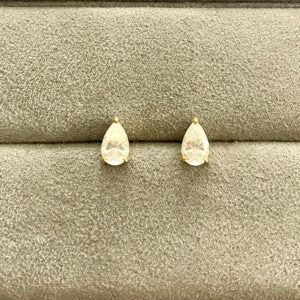 Brinco gota Prata 925 Banho ouro 18k Moissanite
