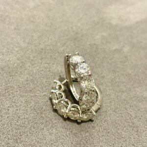 Argola pedras Prata 925 Ródio branco Moissanite